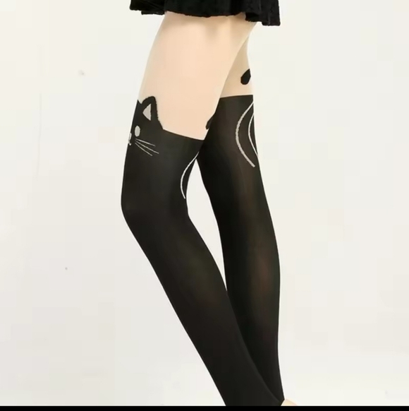 Black Cat Pattern Stockings - Picture 4 of 4